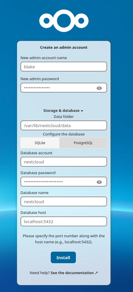 picture of the nextcloud form